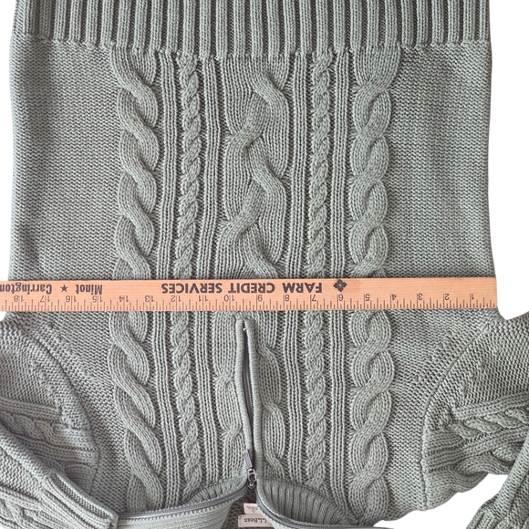 L.L. Bean Women's Sage Double L Cable Knit Turtleneck Sweater Quarter Zip S - Picture 3 of 6